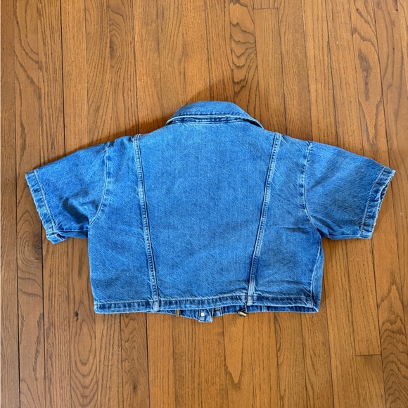 Zara Light Blue Denim cropped short sleeve Jacket - Picture 2 of 3